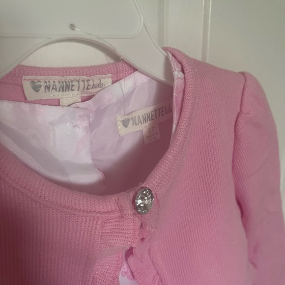 Brand New spring pink and white dress and sweater set. Size 3T. - Picture 6 of 6